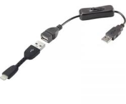 Renkforce USB 2.0 Csatlakozókábel [1x USB 2.0 dugó, A típus - 1x Apple Dock dugó Lightning] 30.00 cm Fekete Be-/kikapcsolóval, Aranyozatt
