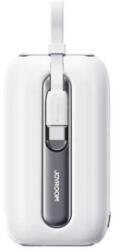JOYROOM JR-L013 Power Bank 10000mAh 12W beépített Lightning/USB-C kábel fehér (6956116701789)