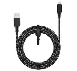 JOYROOM adatkábel és töltő (USB - Type-C, gyorstöltés támogatás, cipőfűző minta, 200cm) FEKETE (T-507_B)