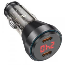 hoco. NZ12C autós töltő 60W PD fekete + Lightning kábel
