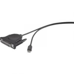 Renkforce Párhuzamos Csatlakozókábel [1x USB-C dugó - 1x D-SUB alj, 25 pólusú] 1.80 m Fekete