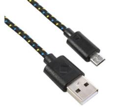 Gigapack Adatkábel és töltő (USB - microUSB, 200cm, szőtt / cipőfűző minta) FEKETE