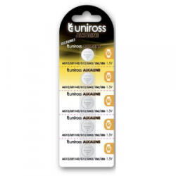Uniross LR43/AG12 1, 5V alkáli gombelem 5db/bliszter (U5LR1142) (U5LR1142)