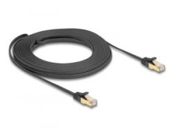 Delock RJ45 lapos hálózati kábel fonott borítással Cat. 6A U/FTP apa - apa 10 m fekete (80330) - aqua