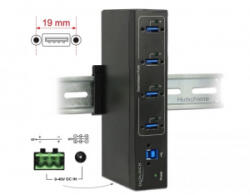Delock külső ipari hub4 x USB 3.0 A 15 kV ESD védelemmel (63309) (63309)