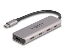 Delock USB 5 Gbps Tetején 4 USB porttal rendelkező USB Type-C hub USB Type-C csatlakoztatóval (64238) (64238)