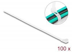 Delock többször felhasználható kábelkötegelő 200x4.8mm, 100db fehér (18642)
