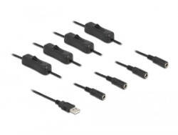 Delock USB-A apa 4 db. DC 5, 5 x 2, 1 mm anya csatlakozójú 1 m fekete (86799) (86799)