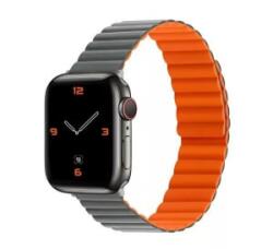 Phoner Rever Apple Watch forgatható mágneses szilikon szíj 41/40/38mm S/M szürke/narancs (72505)