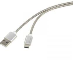 Renkforce USB 2.0 kábel, 1x USB 2.0 dugó A - 1x USB C dugó, 1 m, ezüst, Renkforce - aqua