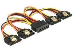 Delock 60156 15 pin-es SATA kábel bemeneti zár funkcióval > 15 pin-es SATA tápcsatlakozó kimeneti 4 x egyenes 15cm