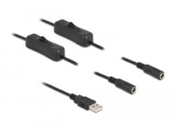 Delock USB-A apa 2 db DC 5, 5 x 2, 1 mm anya csatlakozójú 1 m fekete (86797)