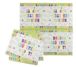  Szalvéta 'Boldog Születésnapot' 33x33cm zászló minta (SRFUN044) (SRFUN044)