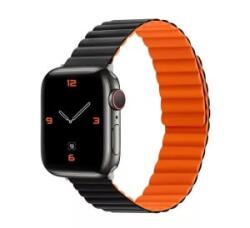 Phoner Rever Apple Watch forgatható mágneses szilikon szíj 41/40/38mm S/M fekete/narancs (72502)