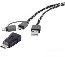 Renkforce iPhone/iPod/iPad Adatkábel/Töltőkábel [1x USB 2.0 dugó, A típus - 1x USB 2.0 dugó, mikro B típus, USB-C dugó, Apple Dock dugó