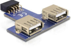 Delock DL41824 USB pin header female -> 2 x USB 2.0 female - up