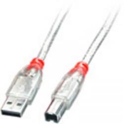 Lindy USB 2.0 Csatlakozókábel [1x USB 2.0 dugó, A típus - 1x USB 2.0 dugó, B típus] 2.00 m Átlátszó (41753)