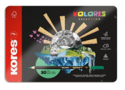 Kores Kolores Selection háromszögletű színes ceruza készlet fém dobozban, 50 különböző szín (93351) (93351)