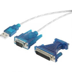 Renkforce USB soros átalakító kábel, USB-ről D-SUB 9 pólusú + D-SUB 25 pólusú csatlakozóra, aranyozott, renkforce - aqua