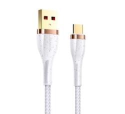 USAMS U64 adatkábel és töltő (USB - Type-C, gyorstöltés támogatás, 120cm, törésgátló, cipőfűző minta) FEHÉR (SJ488_W)