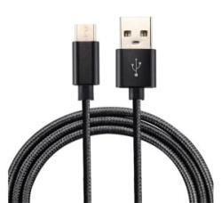 Gigapack Adatkábel és töltő (USB - Type-C, 100cm, szőtt / cipőfűző minta) FEKETE