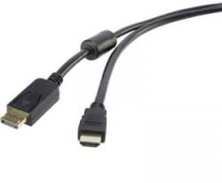 Renkforce Kijelző csatlakozó / HDMI Csatlakozókábel [1x DisplayPort dugó - 1x HDMI dugó] 5.00 m Fekete