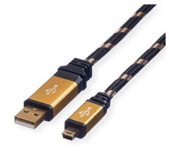 Roline USB-A apa - USB-mini B apa kábel 3m fekete-arany (11.02. 8823-10) (11.02.8823-10) - aqua