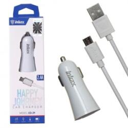 Inkax CD-29-MICRO 2.4A dupla USB-s autós töltő 1 méteres microUSB kábellel (1271631)