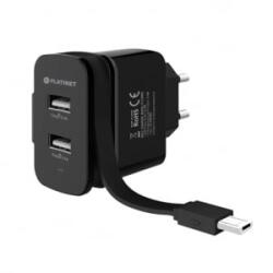 Platinet PLCURMC fali töltő Micro-USB kábellel fekete (PLCURMC) - aqua