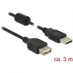 Delock USB 2.0 Hosszabbítókábel [1x USB 2.0 dugó, A típus - 1x USB 2.0 alj, A típus] 3.00 m Fekete Ferritmaggal (84886) - aqua