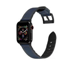 Phoner Stitch Apple Watch műbőr/szilikon szíj 49/45/44/42mm éjkék (72579)