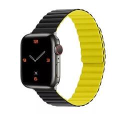 Phoner Rever Apple Watch forgatható mágneses szilikon szíj 41/40/38mm S/M fekete/sárga (72503)