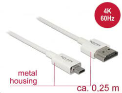 Delock HDMI Ethernettel - HDMI-A-csatlakozó > HDMI Micro-D-csatlakozó 3D , 4K, 0, 25 m, vékony, prémium kábel (85147)