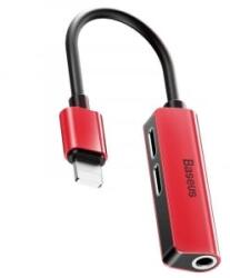 Baseus L52 Lightning-Mini Jack 3, 5 mm-es csatlakozó és 2x Lightning audioadapter, piros (CALL52-91)