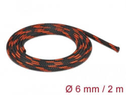 Delock fonott kábelharisnya tépőzárral 2m x 6mm fekete-piros (20738) (20738)