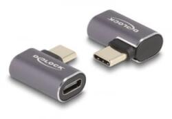 Delock USB Adapter 40 Gbps USB Type-C PD 3.0 100 W csatlakozódugóval - csatlakozóhüvellyel, ívelt bal / jobb 8K 60 Hz fém (60047)
