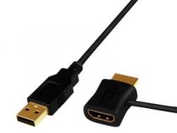 LogiLink HDMI hálózati adapter, USB-A/M, HDMI-A/M, HDMI-A/F, 0, 15m (CH0081) (CH0081)