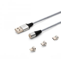 SAVIO 3az1-ben type-C, Micro USB, Lightning mágneses kábel 1m ezüst (CL-153)