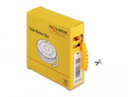 Delock No. 1 500db sárga kábeljelző 4-től 5mm-es átmérőjű kábelekhez, praktikus adagoló dobozban (18355)