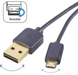 Renkforce USB - Mikro USB átalakító kábel, megfordítható micro USB csatlakozóval 1m, fekete, Renkforce - aqua