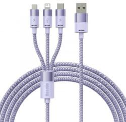 Baseus 3in1 USB - USB-C + Micro + Lightning kábel 3.5A 1.2m lila (CAXS000005)