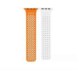 Phoner Spike Apple Watch szilikon szíj 49/45/44/42mm narancs/fehér (72564) (PH72564)