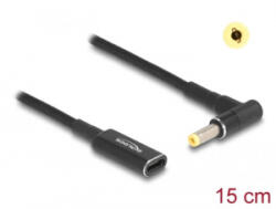 Delock Laptop töltőkábel adapterkábel USB Type-C anya - HP 4, 8 x 1, 7 mm apa 90 fokban hajlított 15 cm (60033) (60033) - aqua