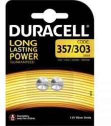 Duracell 357/303 gombelem, ezüstoxid, 1, 55V, 190 mAh, 2 db, Duracell SR44W, SR44, SR1154, V357, D357, 228, J, 280-62, SB-B9, RW42