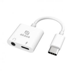 Akasa Type-C -> 3.5mm fejhallgató csatlakozó és töltőadapter 80mm fehér (AK-CBCA30-08WH)