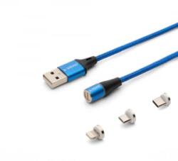SAVIO 3az1-ben USB-A - type-C/Micro USB/Lightning mágneses kábel 1m kék (CL-154)