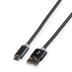 Roline USB-A - micro USB-B LED-es töltőkábel 1m fekete (11.02. 8318-10) (11.02.8318-10)