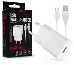 Maxlife TF-0102 univerzális hálózati töltő adapter + 1m microUSB kábel fehér