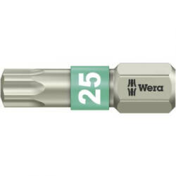 Wera TORX® nemesacél bitek, 25 mm Wera 05071035001 T 25 6, 3 mm (1/4) hatlapú DIN 3126-C 6, 3, ISO 1173 Hossz: 25 mm - aqua