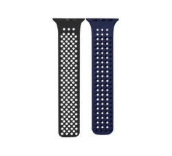 Phoner Spike Apple Watch szilikon szíj 49/45/44/42mm fekete/éjkék (72572) (PH72572)